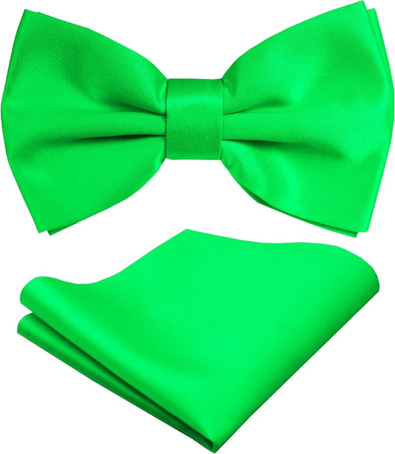 Trilece Bow Ties for Men - Mens Solid Color Formal Pre Tied Bowtie and Pocket Square Sets - Mens Bowties Bow Tie Sets - Image 1